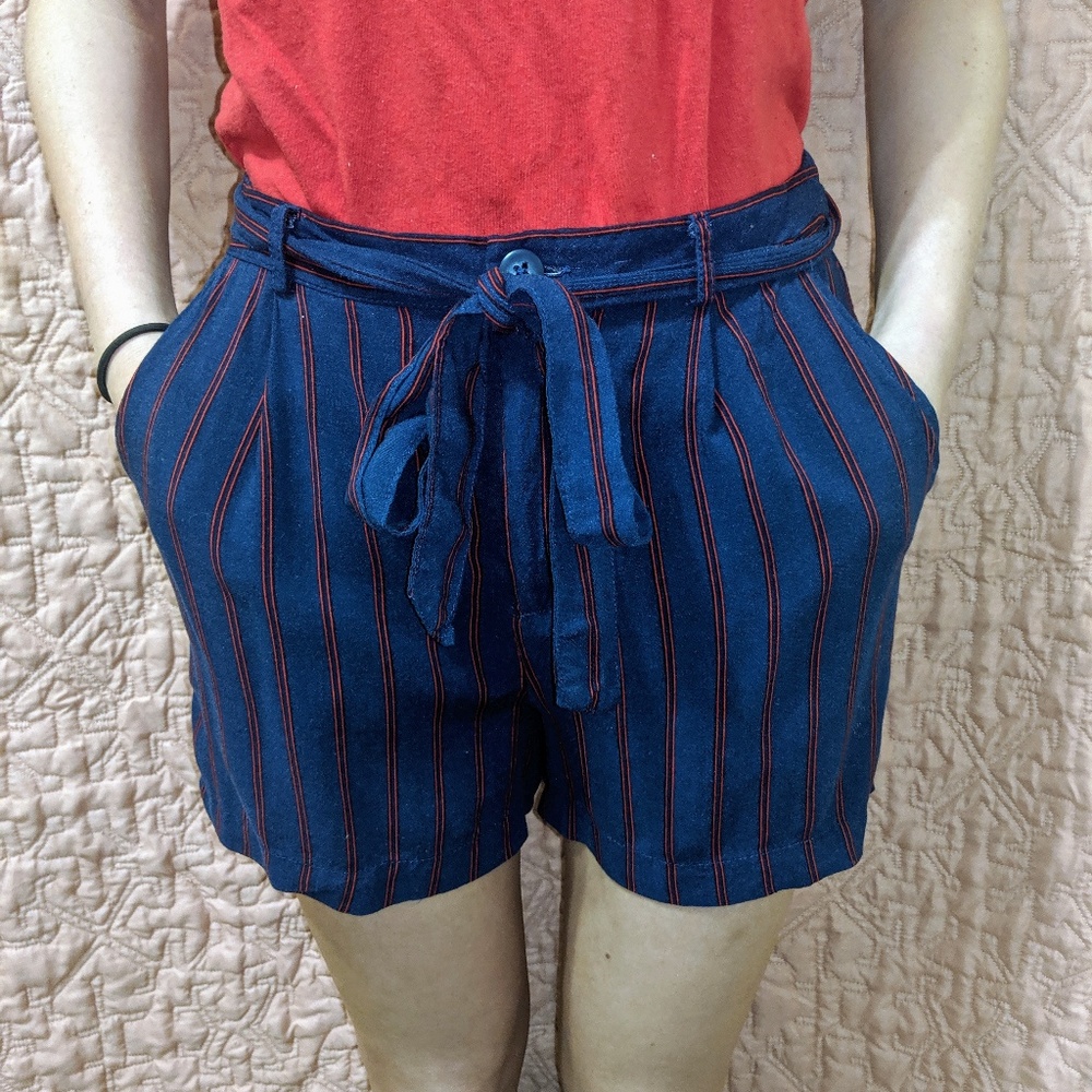 Forever 21 Navy and Red Stripped Shorts